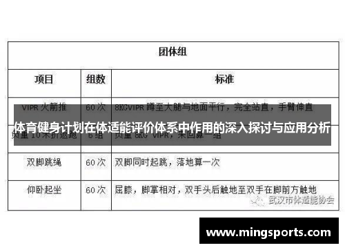 体育健身计划在体适能评价体系中作用的深入探讨与应用分析