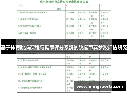 基于体育跳操课程与健康评分系统的跳操节奏参数评估研究